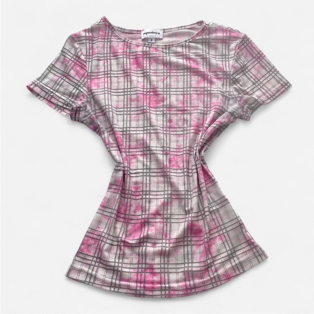 pink & white y2k japandi-style mesh top